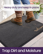 DEXI Front Door Mat Outside Entrance, 2x3 ft Rubber Entry Doormat Heavy Duty, Non Slip Welcome Mats for Inside House Floor Entryway Exterior Patio, Welcome Grey