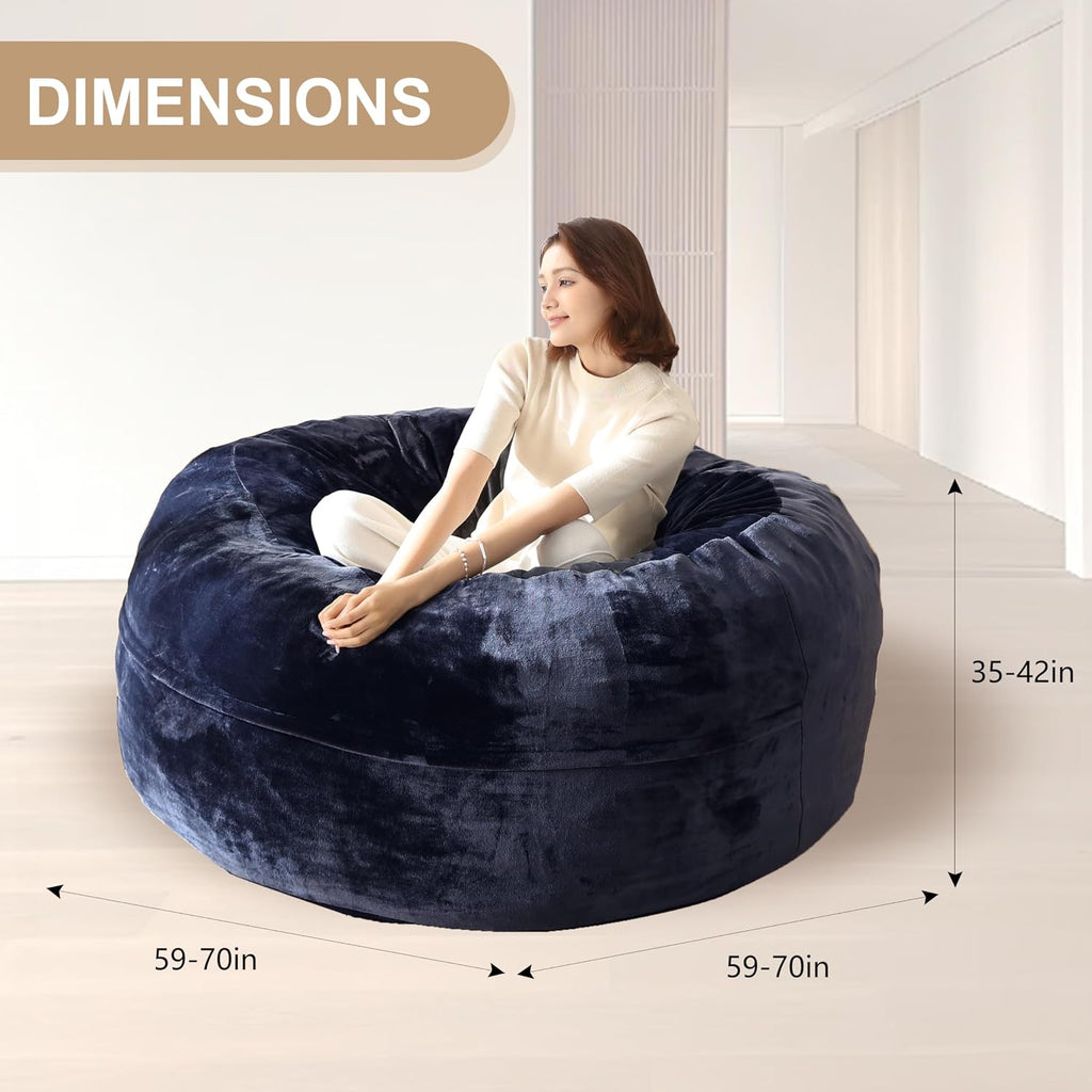 Bean Bag Chair for Adults Soft Comfy Bean Bag for Adults, Cozy Reading Chair, Large Round Bean Bag Couch, Versatile Living Room & Bedroom Chairs (Blue, 4FT)