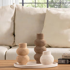 Ceramic Vase Home Table Decor - Flower Vase Set of 3 Living Room Kitchen Decorations Farmhouse Modern Rustic Vases Decorative Centerpiece for Shelf Bedroom Office Bathroom Dining Coffee Desk