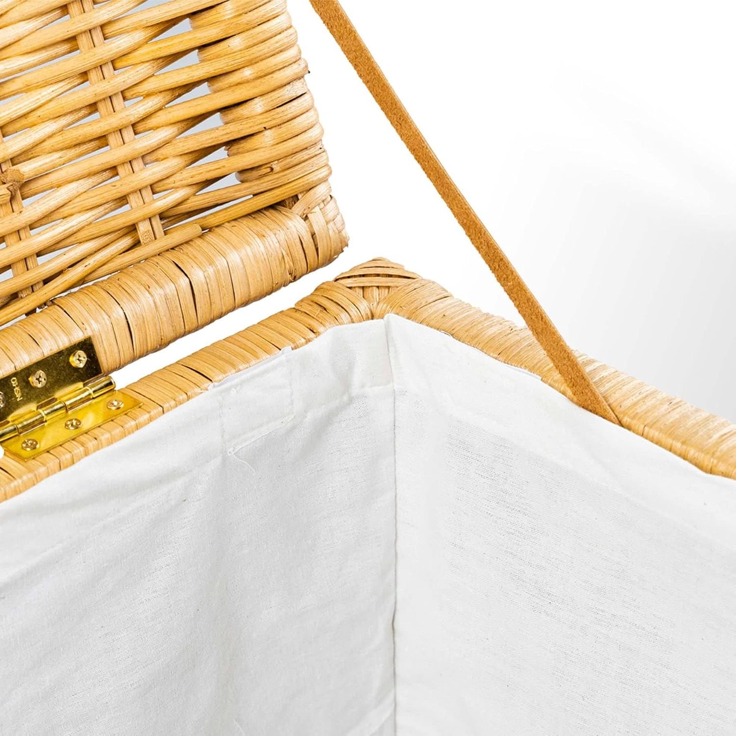 The Basket Lady Handwoven Deep Wicker Storage Trunk, Natural Rattan Wicker Chest with Lid and Handles for Blankets, and Home Organization-Sandstone, Large, 24" L x 17" W x 17.5" H