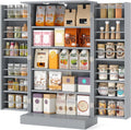 TANGZON 41"/47" Kitchen Cupboard, Kitchen Pantry Cabinet with Doors & Adjustable Shelves, Space Saving Larder Storage Cupboard Organiser for Dining Room Living Room Entryway (60 x 30 x 104cm, Grey)