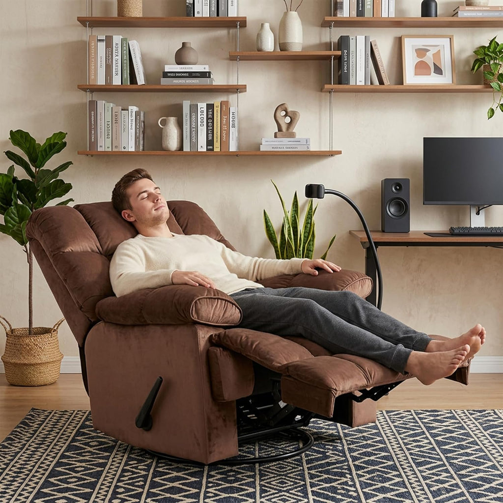 Manual Adjustable Oversized Recliner Chair with Phone Holder, Extra Large Recliner for Heavy Duty Adults 400lbs, Big Man Recliners for Living Room, Nursery, RV