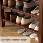 Shoe Rack Bench Mid Century Modern 2-Tier Shoe Rack Organizer for Entryway Hallway or Living Room Farmhouse Rustic Wooden Seat Bench Brown 11.8" Dx47.2 Wx16.5 H