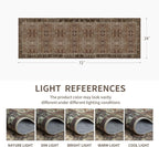 Washable Runner Hallway Rug,Low Pile 2x6 Non Slip Non-Shedding Kitchen Carpet Soft Indoor Stain Resistant Rug for Bedroom Laundry Room Bathroom Brown Floral