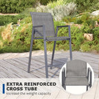 Outdoor Bar Stools Set of 2, 44'' Patio Bar Chairs with Textile High Back, Bar Height Chairs with Straight Armrest and Footrest, Grey