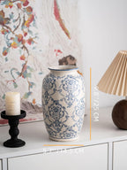 Blue and White Vase, Vintage Blue Ceramic Flower Vessel,Ceramic vases for Home Decor,Vintage Vase for Home Decor, Living Room, Shelf, Office, Rustic Table Centerpiece (Blue and white-01, Large)