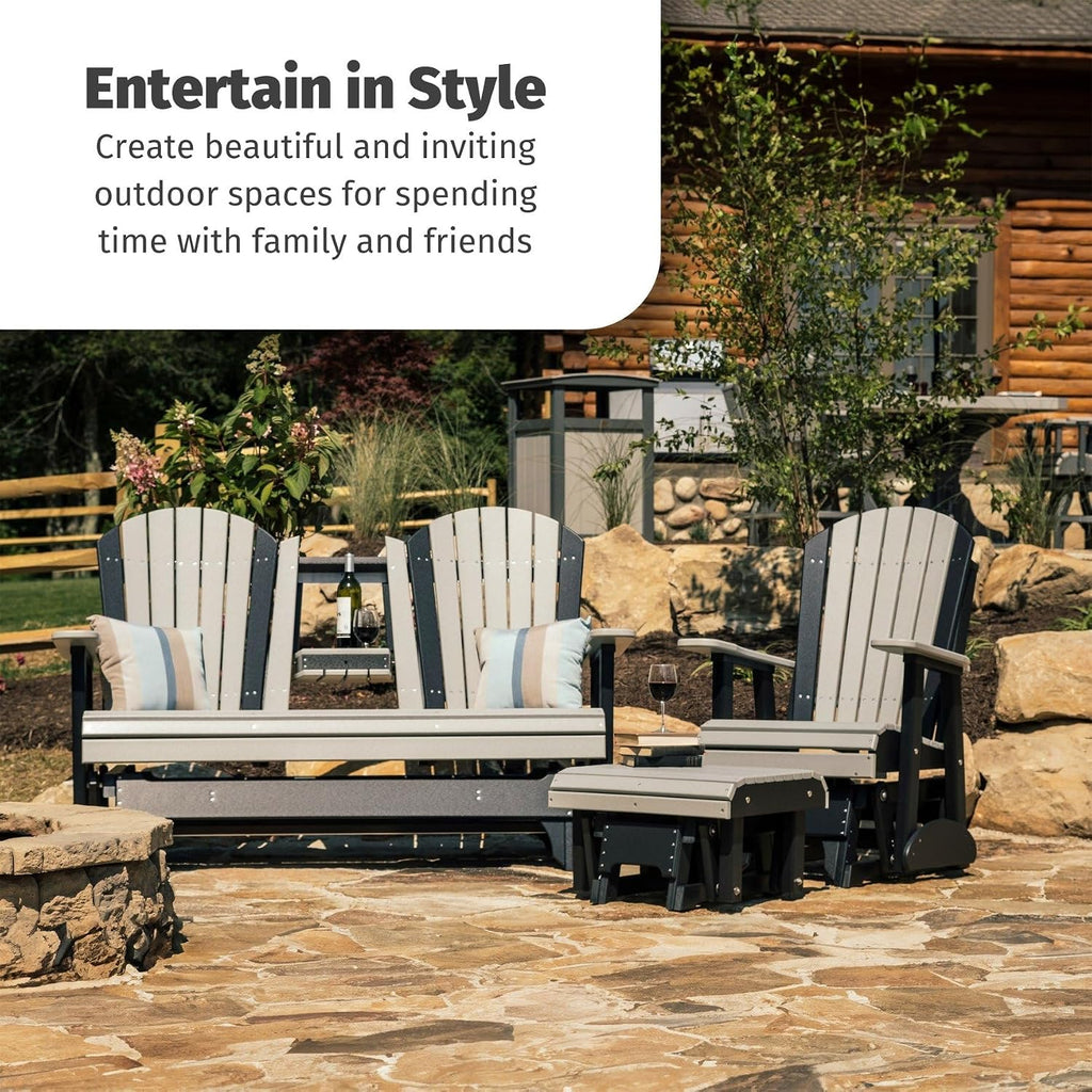 LuxCraft 2' Adirondack Glider Chair - Available in 20 Colors, Weatherwood and Black