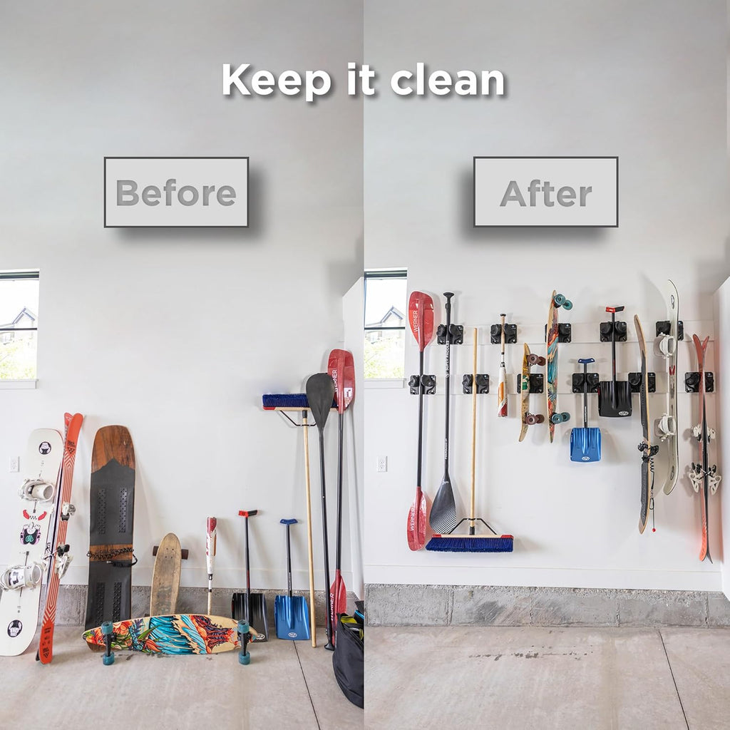 Gravity Grabber, The OG - Ski & Snowboard Wall Mount, Indoor Garage & Home Storage Organizer, Damage-Free Grip, Holds Skis/Boards/Poles/More, Space-Saving Premium Gear Rack, (Carbon 3-Pack)