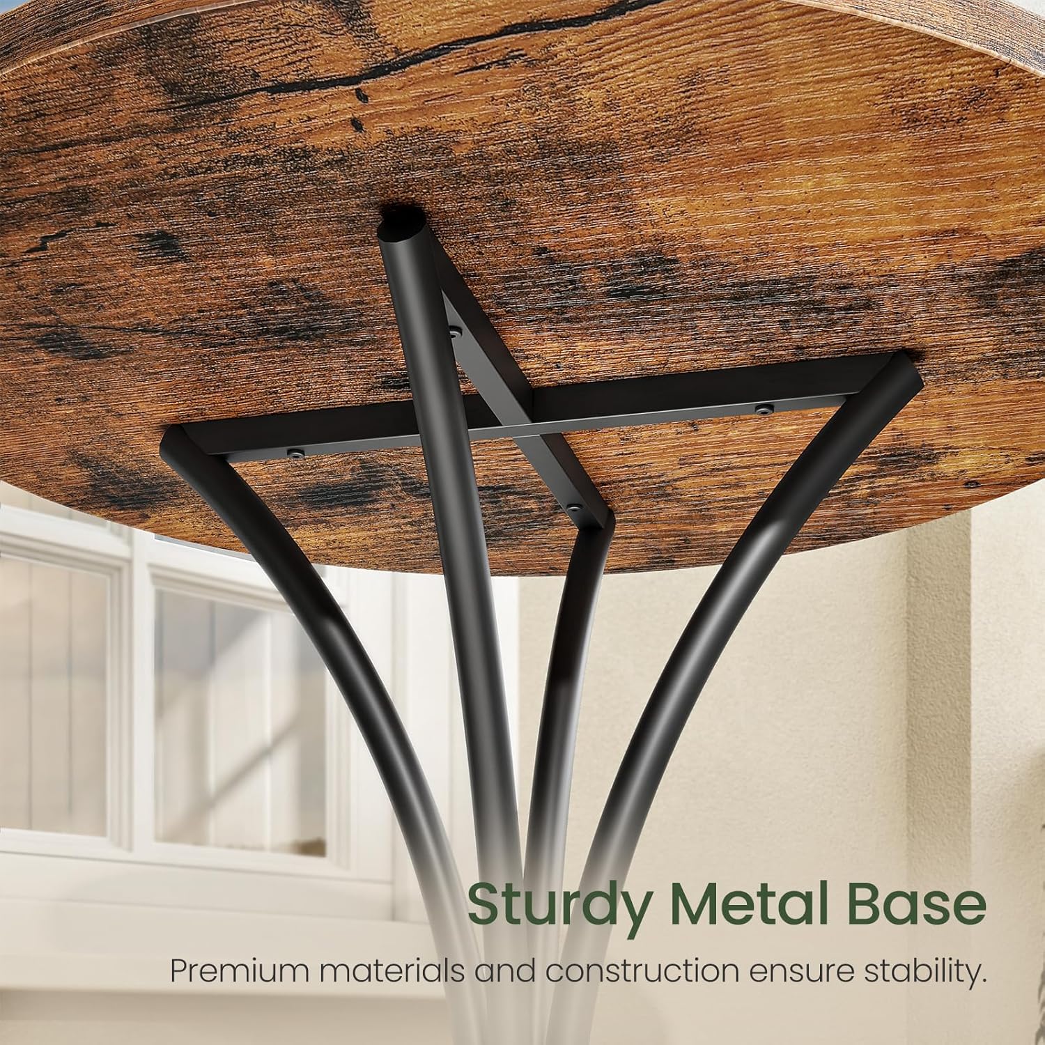 CHOEZON Bar Table, Round High Top Table, Home Counter Height Table, for Kitchen, Pub, Bistro, Living Room, Meeting Room, Rustic Brown and Black TBT06BF