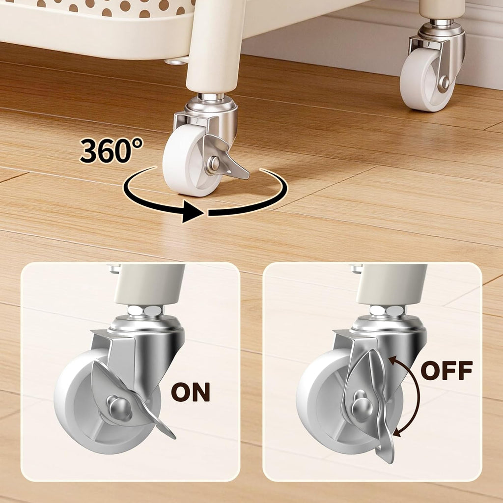 Coat Rack Freestanding with Wheels, 3-Tier Storage Garment Rack with Storage Basket, Rolling Organizer for Coats, Hats, Bags & Clothes, Coat Hanger Stand for Entryway Bedroom (H 66.9" x W 24)