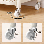 Coat Rack Freestanding with Wheels, 3-Tier Storage Garment Rack with Storage Basket, Rolling Organizer for Coats, Hats, Bags & Clothes, Coat Hanger Stand for Entryway Bedroom (H 66.9" x W 24)
