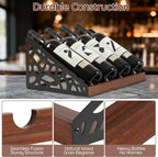 4-Bottle Rustic Countertop Wine Rack, Freestanding Wooden Tabletop Wine Bottle Holder for Cabinet, Pantry, Table, Kitchen
