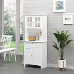 27" D*15.8" W*64.5" H Freestanding Kitchen Pantry with Drawer, 3 Shelves, Top French Door & Lower Double Door, Rectangular Storage Cabinet, Modern, for Living Room, Dining Room, White
