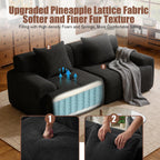 Modern Loveseat Sofa, 73.2" Black Boneless Couch with Spring and Foam Fill, Soft Pineapple Lattice Material, No Assembly Required for Living Room & Guest Room