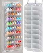 UVIAHOMI Over the Door Shoe Organizer for 30 Pairs, 10-Tier Light Grey