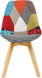 WOLTU BH29mf-4 Set of 4 Multi-Coloured Linen and Wood Dining Chairs Kitchen Chairs