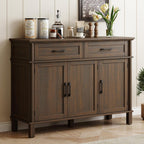 ONBRILL 48 Inch Buffet Cabinet with Storage, Farmhouse Sideboard Buffet w/2 Drawers and 3 Doors, Wood Coffee Bar Cabinet with Adjustable Shelves, Sideboard Storage for Kitchen, Living Room, Brown