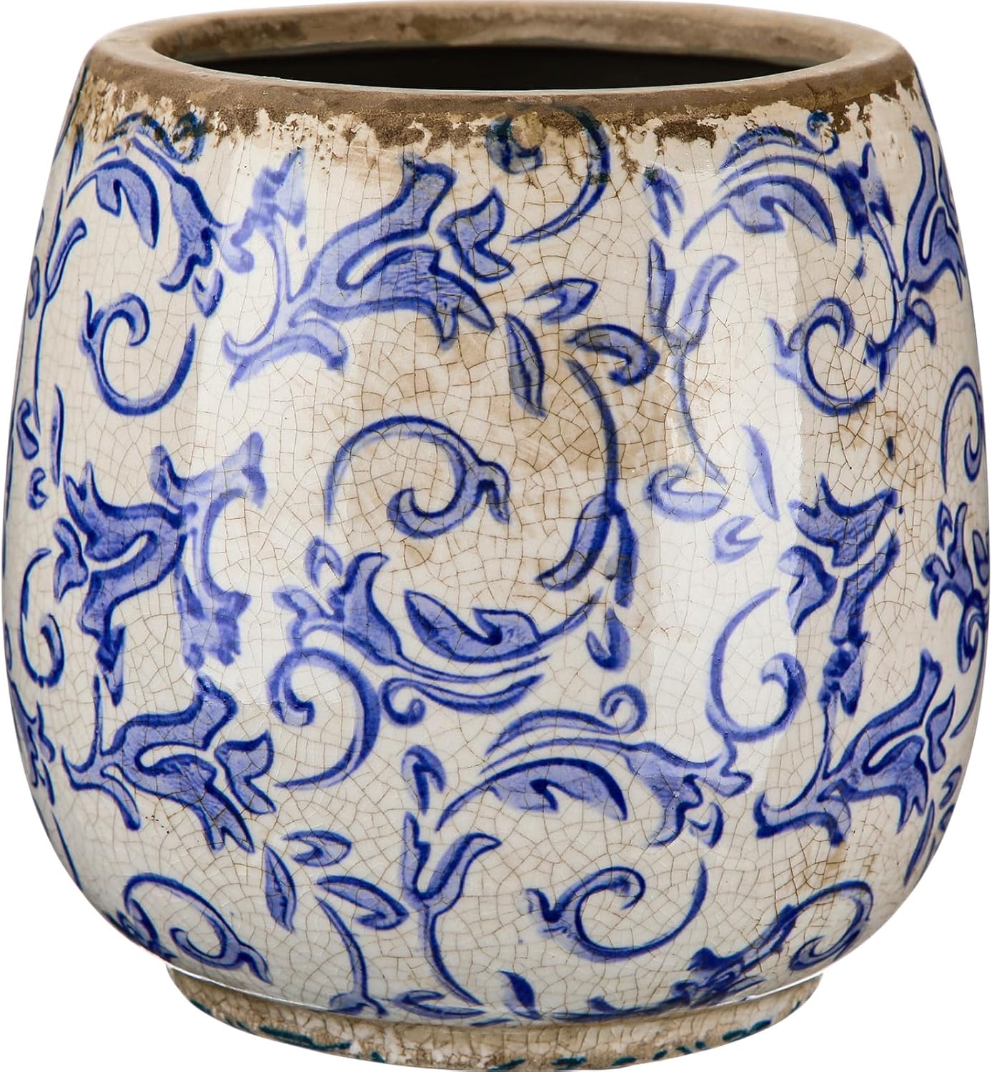 SiliFine Vintage Ceramic Flower Pot with Ice Crackle Rustic Planter with Drainage Holes for Indoor and Outdoor Decor Home Living Room Garden Decor Gardening Gift(Vintage Style)