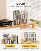 3-Tier CD Holder, CD Storage Rack for Non-slip Feet, Premium Display Organizer Tower for Collection, Modern Heavy-Duty Storage Shelf 11 lb Per Shelf Capacity, Store up to 123 CDs