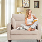 HOMREST Upholstered Oversize Rocking Chair, Nursery Rocking Chair with High Back and Side Pocket USB Port, Double Wide Rocker Armchair with Rubber Wood Legs for Living Room, Bedroom, Nursery, Beige