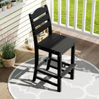 Tangkula Patio HDPE Barstool, Outdoor High Top Bar Chair w/Backrest & Footrest, All-Weather Wood-Plastic Bar Height Chair for Poolside, Backyard, Porch (4, Black)