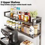 Mexin Baker's Rack with Power Outlet, 5-Tier Kitchen Storage Shelf with 2 Drawers, Industrial Microwave Stand Coffee Bar Station, 58.5" Heavy Duty Utility Rack for Spice Pots and Pans, Gray Oak