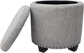 HomePop 18.5" Round Storage Ottoman with Nailheads - Heathered Gray