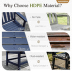 Sophia & William HDPE Outdoor Bench Weatherproof, 2-Person Garden Bench with Cup Holders, 700 lbs Capacity, Patio Benches for Porch, Garden, Backyard and Park, Navy