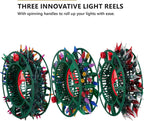 ZOBER Christmas Light Storage Reels - Christmas Light Organizer with 3 Plastic Wheels - 600D Oxford Fabric - Fits 200 Mini Lights per Spool, Lights Storage - Stitched Reinforced Handles - Red