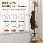 Coat Rack Freestanding, Coat Rack Stand with Umbrella Holder, Coat Tree, Coat Hanger Stand with 12 Hooks for Clothes Bag Hats, Hat Rack Hall Tree Coat Hanger Umbrella Stand for Entryway