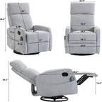 Manual Rocking Chair Nursery with Massage and Heat for Adults Comfy High Back Swivel Gilder Rocker Recliner for Bedroom Living Room