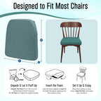 Chair Cushions for Dining Chairs - 17" x 16" x 2" D-Shaped Indoor Seat Cushions - Non Slip Chair Pads with Removable Ties and Washable Cover Set of 4 - Chair Leg Pads Included - Teal