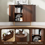 DHH Sideboard Buffet Cabinet with Storage,Mid Century Modern Fluted Accent Coffee Bar Console Table,Tambour Sliding Doors& Adjustable Shelf for Kitchen, Living Room, Entryway(Walnut, 40Inch)