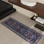 Rugcomf Runner Rug Washable Kitchen Runner 2'6''x8' Runner Rug for Entryway Indoor Floral Non-Slip Soft Carpet Runner for Hallways, Kitchen, Laundry, Bedroom, Bathroom(Blue)