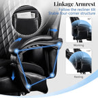 3D Kneading Massage Office Chair, Oversized 600LBS Big and Tall Executive Office Chair with Footrest, Reclining Computer Chairs, Wider Upholstered Seat Ergonomic Desk Chair for Home Office, Black