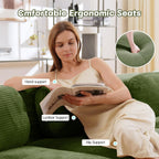 Modular Sectional Sofa Boneless Couch, U Shaped Sectional Couches for Living Room, Oversized Cloud Couch with Deep Seat and Ottoman, Comfy Corduroy Upholstery Green Couches, No Assembly(3S+2O)