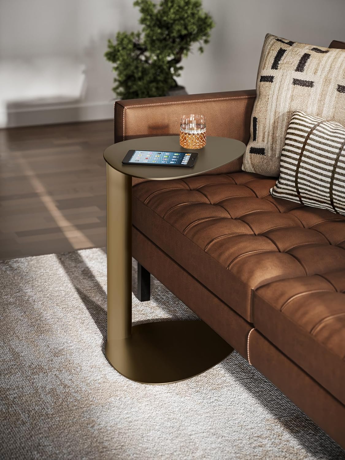 BDI Furniture Bink 1025-19.25'' Laptop Stand, Side Table, End Table, C Table for Sofa or Bedside, Bronze