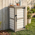 Outdoor Storage Cabinet with Metal Top, Wooden & Plastic Potting Bench & Tool Organizer, Adjustable Shelf for Patio Backyard Garden, Small Outdoor Cabinet for Tools