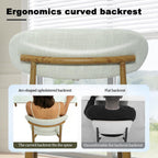 FREKEN Modern Upholstered Dining Chairs Set of 4, Mid-Century Metal Frame with Wood Grain, Linen Fabric Side Chair for Kitchen Dining Room, 350lbs Capacity, Beige
