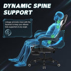 Patiowell Gaming Chair, Ergonomic Video Game Chair with Retractable Footrest and Massaging Lumbar Cushion, Reclining Computer Desk Chair with Adjustable Height, Swivel Seat, and Headrest (White)