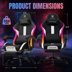 GTPLAYER RGB Gaming Chair with Footrest, LED Lights, Ergonomic Computer Chair with Linkage Armrest, Breathable Fabric for Home Office Desk - Video Game Chairs for Adults