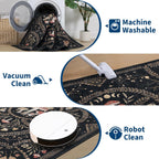 Garvee Mushroom 5x7 Area Rugs for Living Room, Dark Academia Gothic Rug, Non Slip Animal Print Washable Rugs 5x7 Low Pile Bedroom Decor Bug Carpet with Rubber for Playroom Dining Room Office, Black