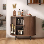 ONBRILL 31.5" Sideboard Buffet Cabinet with Storage, Storage Cabinet with Sliding Door & Adjustable Shelf, Modern Accent Coffee Bar Console Table for Kitchen, Entryway, Walnut