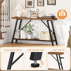Snughome Entryway Table, 47.2" Long Console Table with 2 Tier Storage Shelf, Sofa Table Behind Couch, Extra Large Entry Table for Entryway,Living Room,Hallway, Foyer, Supports 220 LBS, Rustic Brown