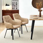 TUKAILAi Swivel Dining Chairs Set of 2, Faux Leather Dining Chairs with Arms & Metal Legs, Upholstered Mid Century Rotatable Kitchen Chairs for Living Room Bedroom Kitchen Restaurant (Cream)