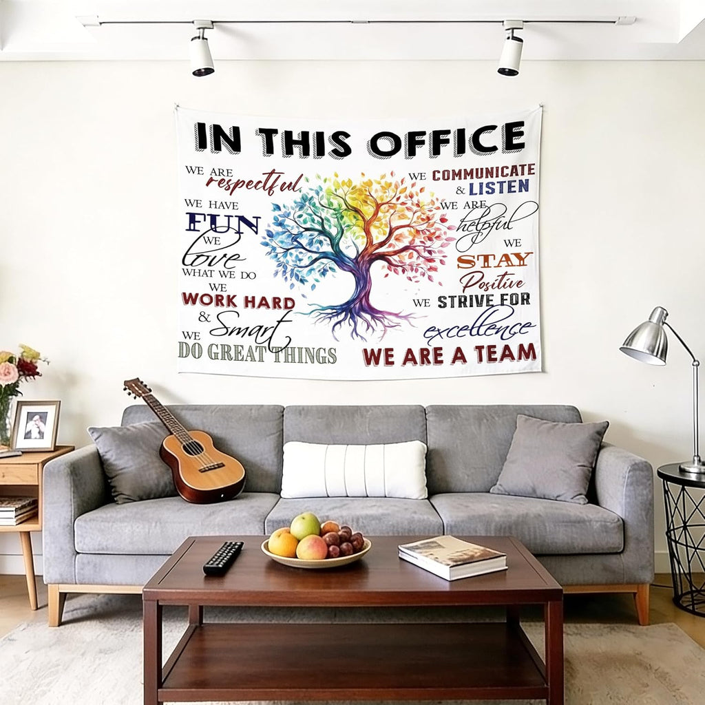 gsgfdshf Inspirational Office Wall Tapestry, in This Office We Are a Team Positive Motivational Tapestry Wall Hanging for Bedroom Home Workplace Decor, 50x60 Inch