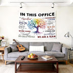 gsgfdshf Inspirational Office Wall Tapestry, in This Office We Are a Team Positive Motivational Tapestry Wall Hanging for Bedroom Home Workplace Decor, 50x60 Inch