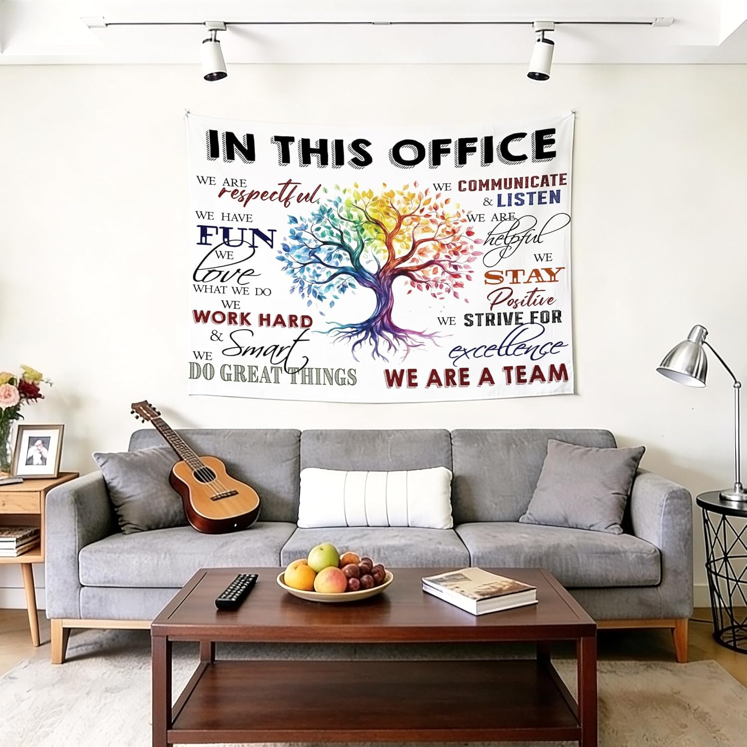 gsgfdshf Inspirational Office Wall Tapestry, in This Office We Are a Team Positive Motivational Tapestry Wall Hanging for Bedroom Home Workplace Decor, 50x60 Inch