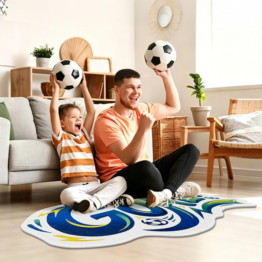 Soccer Rug, 24"x40" Area Rug Washable Low Pile Soft Soccer Mat for Boys Bedroom Playroom Entryway Soccer Decorative Room Decor