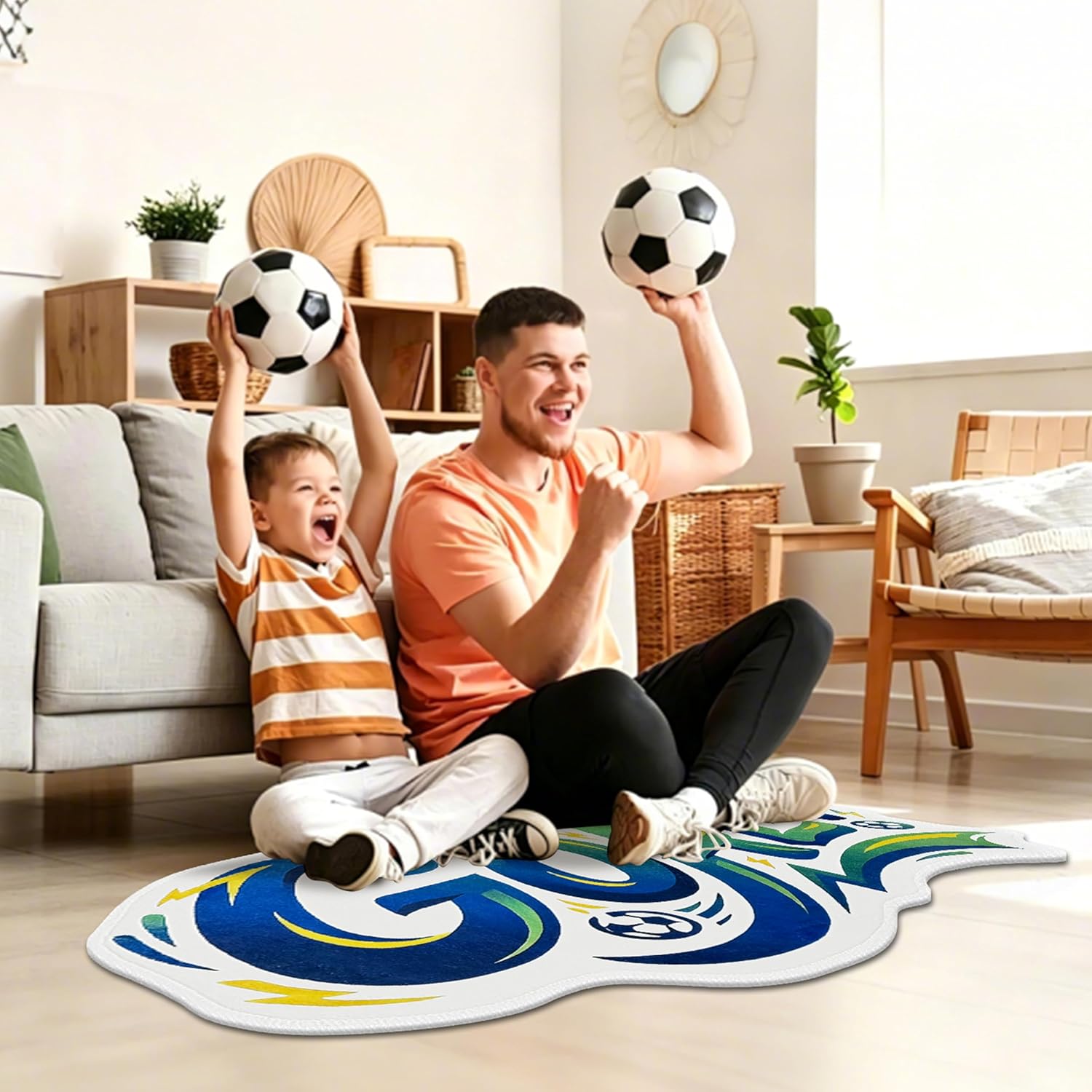 Soccer Rug, 24"x40" Area Rug Washable Low Pile Soft Soccer Mat for Boys Bedroom Playroom Entryway Soccer Decorative Room Decor